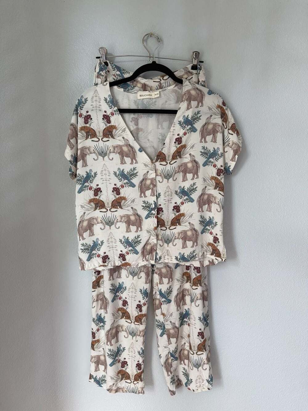 Bouchara Animal Print Pajama Set Top Size 34/36 Pant Size 42/44